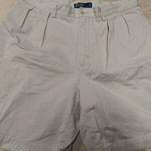 Polo Ralph Lauren Vintage Chino Tyler Shorts Beige Pleated Men's Size 35 USED